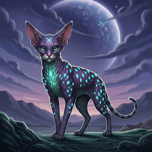 Unique Alien Cat: Majestic Feline of Unfamiliar Terrain