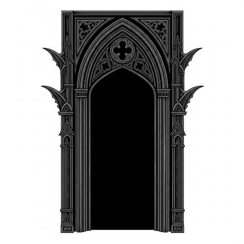 Dark Gothic Portal Clipart: Intricately Carved Design