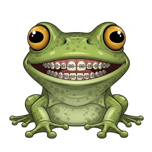 Smiling Frog with Orthodontic Braces | Dental Care Services