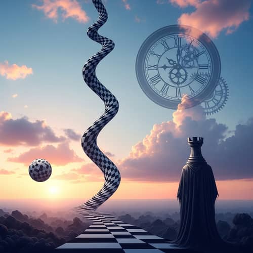 Ethereal Landscape | Twisted Path & Floating Clock