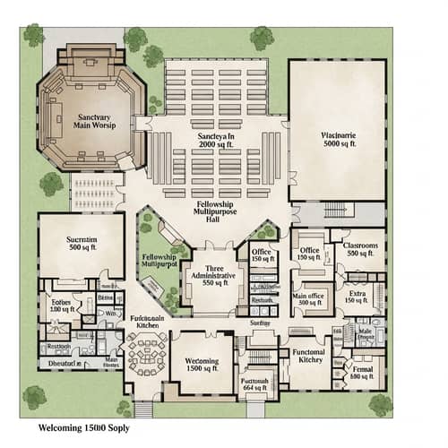 Church Floor Plan Design | Layout for Worship Area, Classrooms, Offices & More