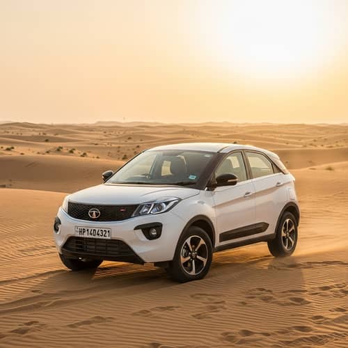 White Tata Nexon HP14D4321 in Dubai Desert