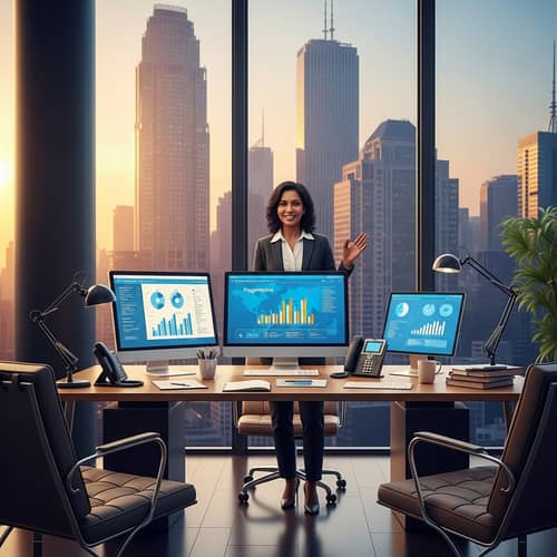 Empowerment & Modernity in Corporate Leadership | Cityscape View
