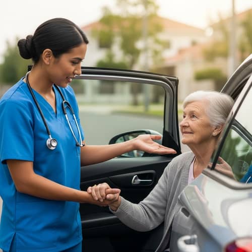 Compassionate Hispanic Home Carer Assisting Elderly Lady Gracefully