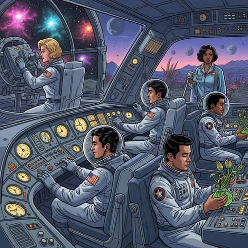 Retro-Futuristic Space Exploration | Astronaut Activities & Alien Wonders