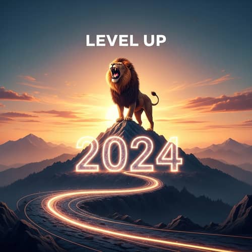 2024 Level Up Marketing Strategy with Roaring Lion on Mountain
