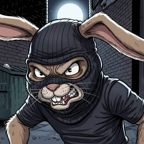 Angry Rabbit in Bandit Balaclava Drawing