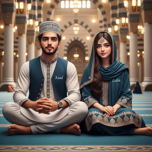 Asad and Laiba: Young 18 Year's Couple in Traditional Attire | Makkah Madina Scene
