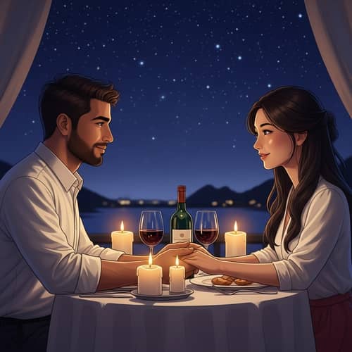 Romantic Candlelit Dinner Setup | Loving Middle Eastern Man and Asian Woman