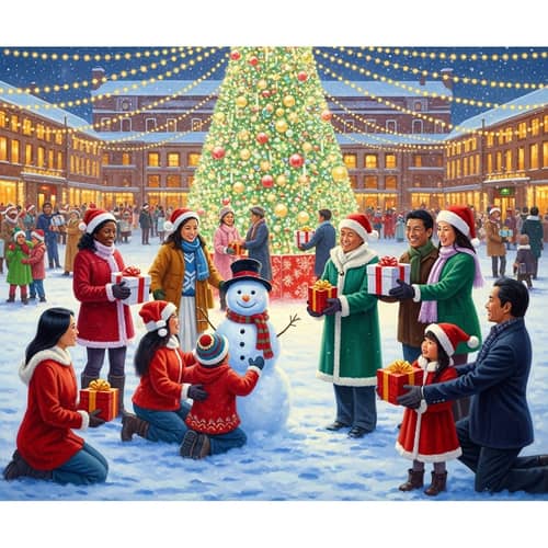 Harmonious World Peace Scene at Christmas | Diverse Joyful Unity