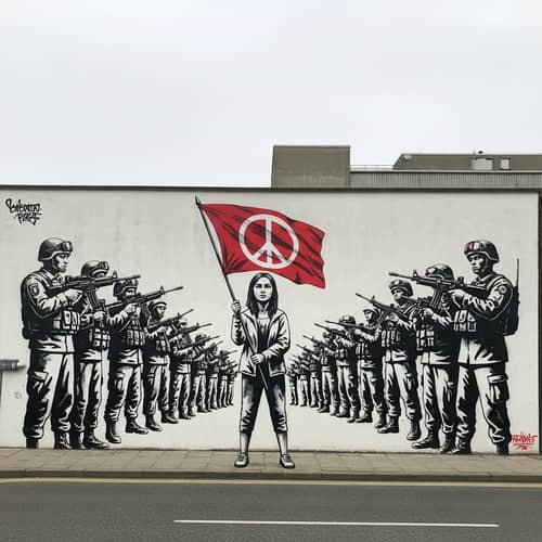 Street Art Mural of Peace and Defiance