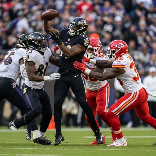 Intense Baltimore Ravens vs Kansas City Chiefs American Football Game