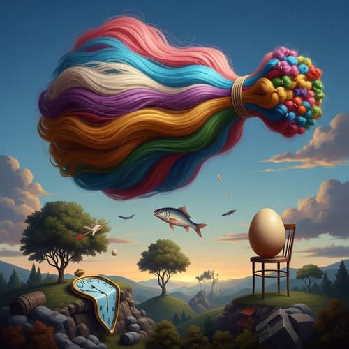 Vibrant Hair Extension Art | Surrealistic Landscape