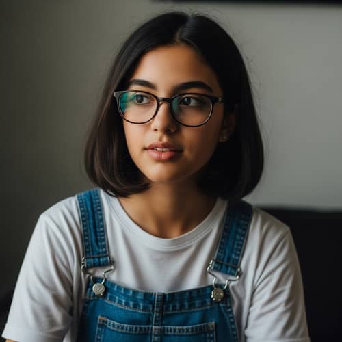 Biracial Teenage Girl with Stylish Bobbed Hairstyle | Calm Lighting
