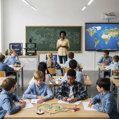 Innovative Education: Vibrant Classroom Scene with Diverse Students
