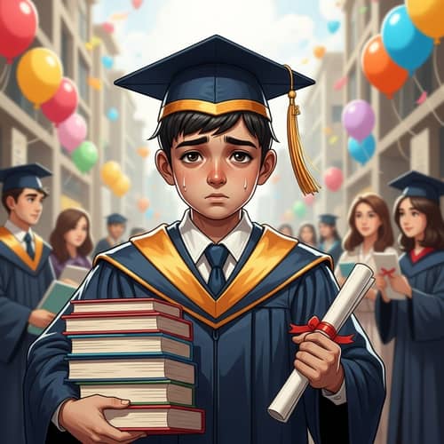 Determined South Asian Boy Graduating - Striking Graduation Scene