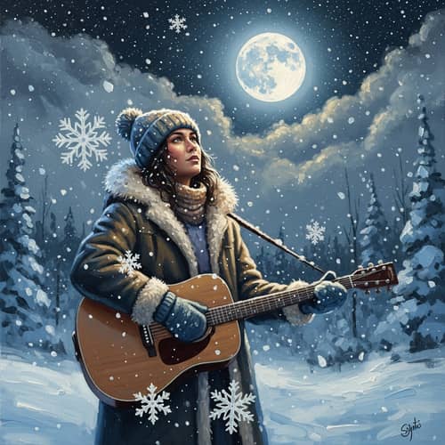 Diverse-Gendered Guitarist in Snow | Cross-Cultural Portrait