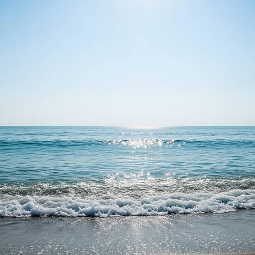 Tranquil Ocean Waves Art Scene | Serene Minimalist View