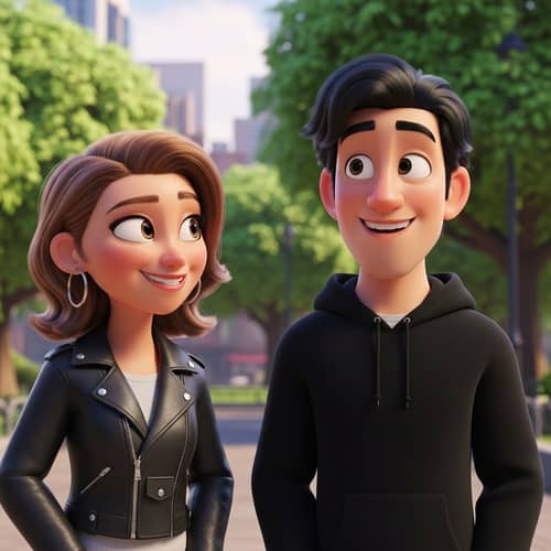 Computer-Animated Film Studio Scene with Young Adults