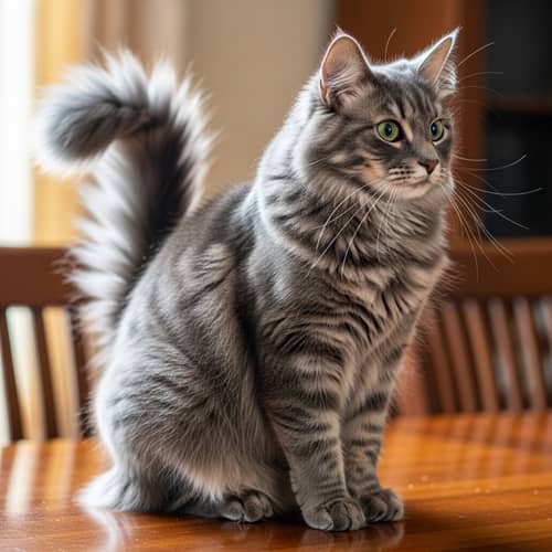 Fluffy-Tailed Grey Cat | Website Name