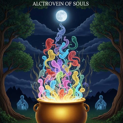 Ethereal Alchemy of Souls: Symbolic Moonlit Transformation