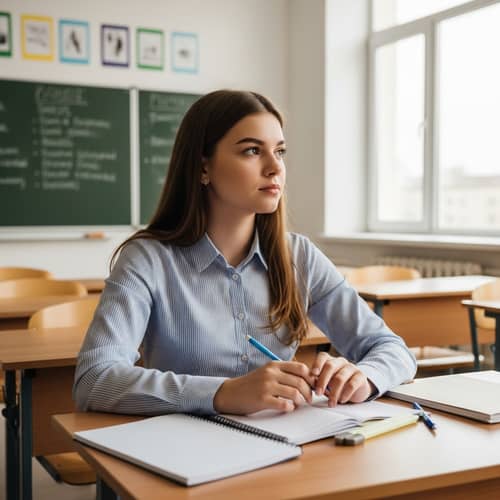 Captivating Classroom Scene with a Focused Student