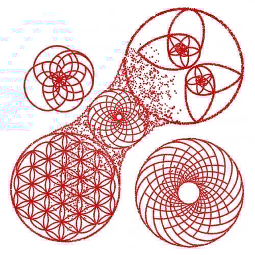 Sacred Geometrical Blood Droplets | Intricate Shapes in White Background