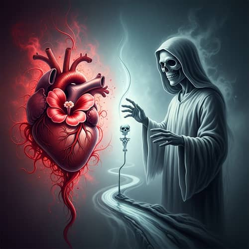 Heart Meets Death: Poetic Scene Symbolizing Life's Transition