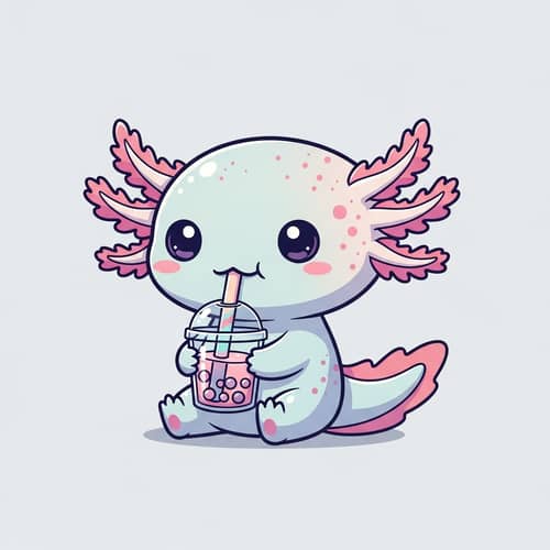 Whimsical Axolotl Kawaii Illustration for T-shirt Prints