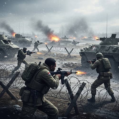Modern Combat Themed Battlefield: Chaotic Surrealism