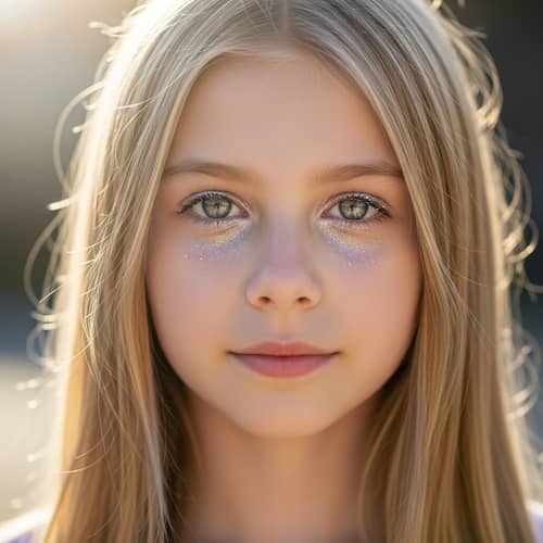 Captivating Young Girl with Pale Skin and Grey Eyes