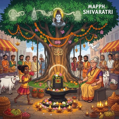 Vibrant Maha Shivaratri Marketplace: Symbolism and Celebration
