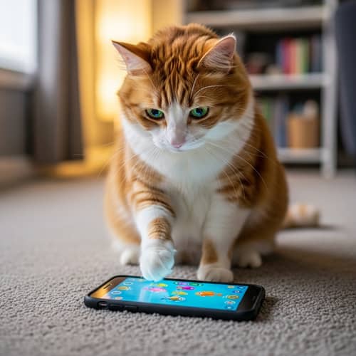 Playful Cat with Smartphone: Cute and Adorable Moments