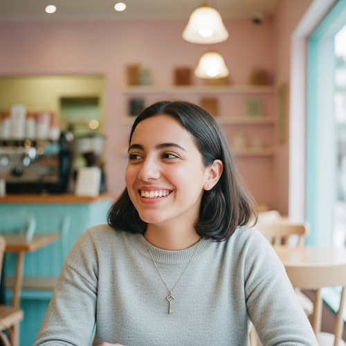 Charming Hispanic Woman in Cozy Cafe | Portrait Genre