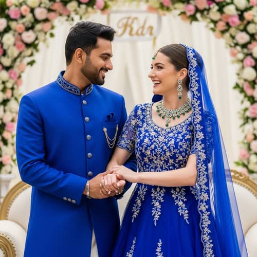 Exquisite South Asian and Caucasian Wedding Attire