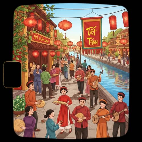 Celebrate Tet Festival: Traditional Vietnamese Heritage Illustration