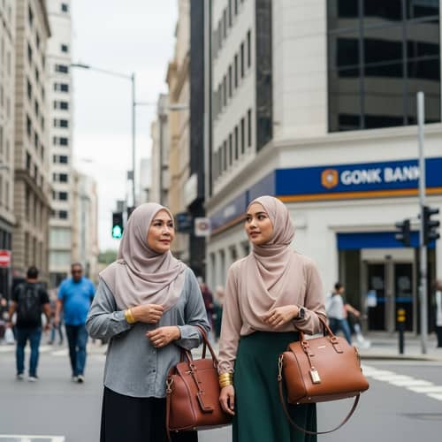 Asian Muslim Women with Hijab and Gold Jewelry - Pawning Transaction at Agrobank