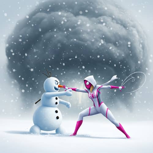 Snowwoman and Spider Gwen Battle the Cloud