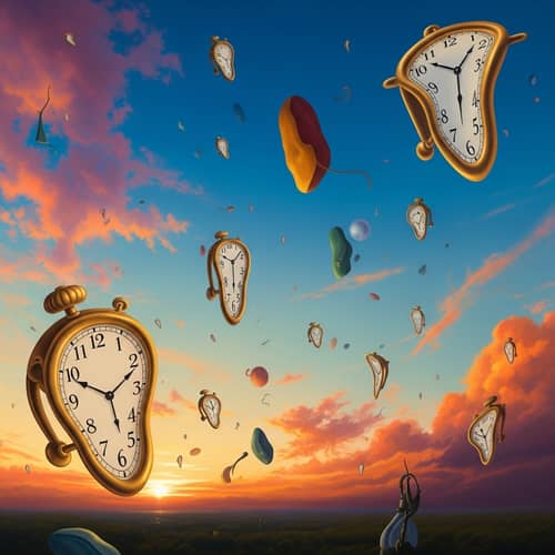 Dreamlike Sky with Vibrant Colors: 20th-Century Surrealism Inspired Art