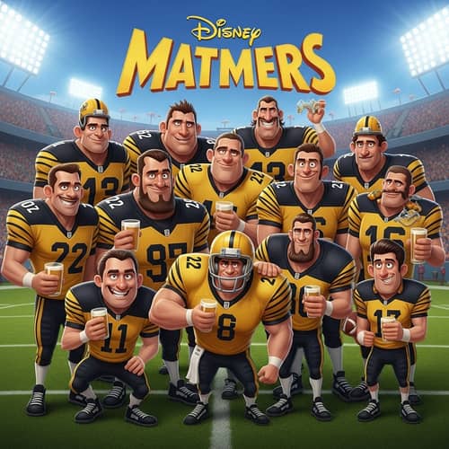 Animated Yellow and Black Football Players Movie Cover | Unity and Humor