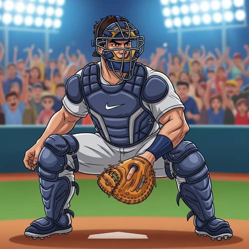 Professional Baseball Catcher Illustration | Physically Impressive Player