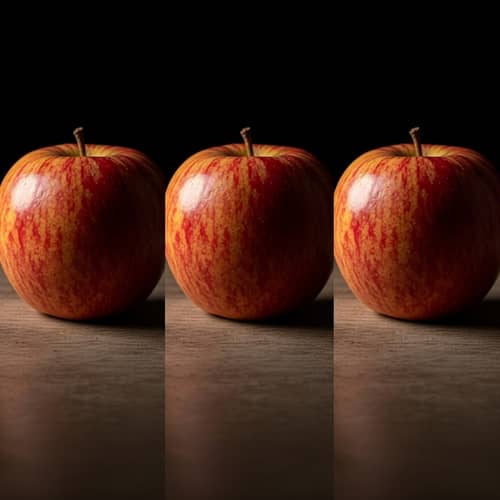 Realistic Apple Illuminated with Unique Shadows