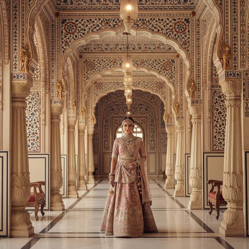 Majestic South Asian Queen in Regal Palace | Elegance Galore