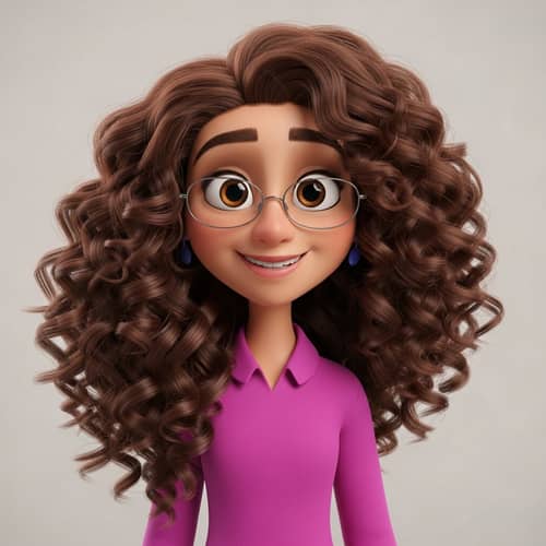 Hispanic Girl with Abundant Chocolate-Colored Curly Hair