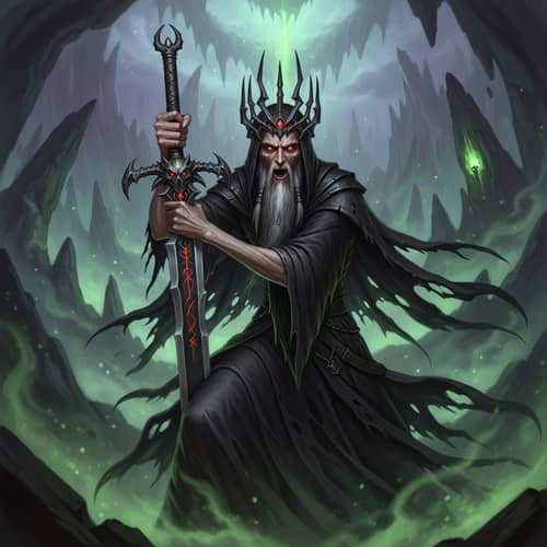 Malevolent Sorcerer: Immortal, Skeletal Figure with Crown