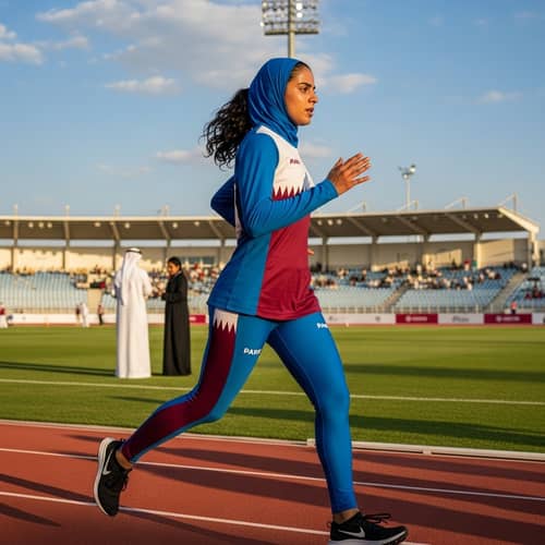 Qatari Female Athlete in Sportswear | Outdoor Sport Event