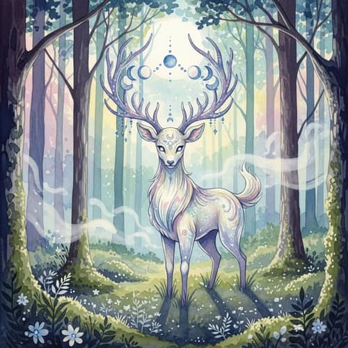 Mystical Creature in Moonlit Forest - Fantasy Art