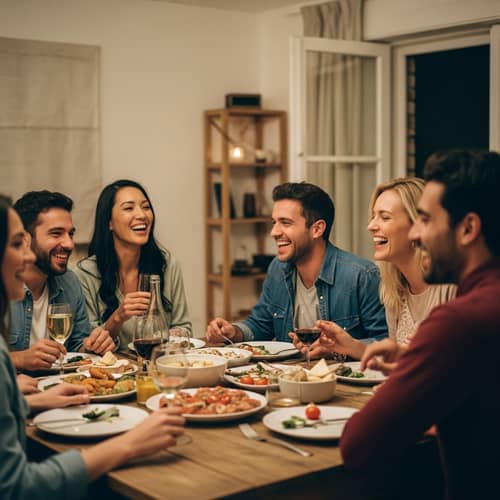 Heartwarming Dinner Party with Diverse Group of Friends