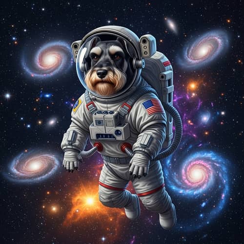 Schnauzer Astronaut Exploring the Cosmos