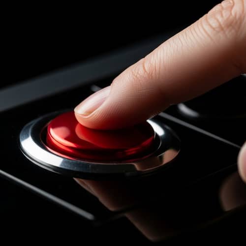 Dramatic Red Button Press - Initiate Significant Event